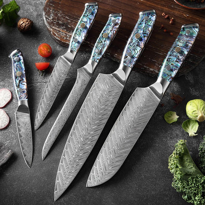 Sukoknives Couteau en acier damassé avec manche en ormeau