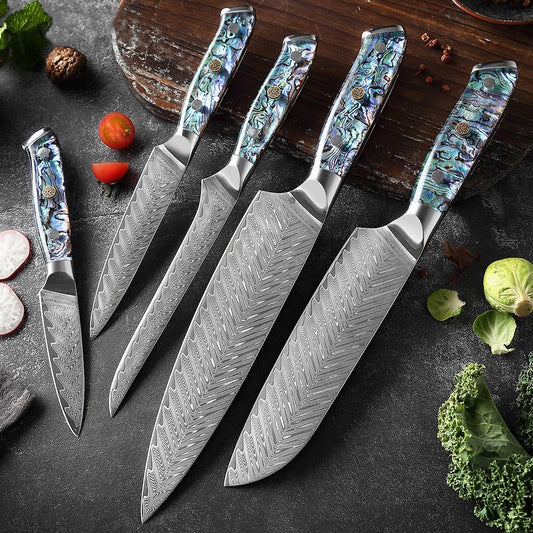 Sukoknives Couteau en acier damassé avec manche en ormeau