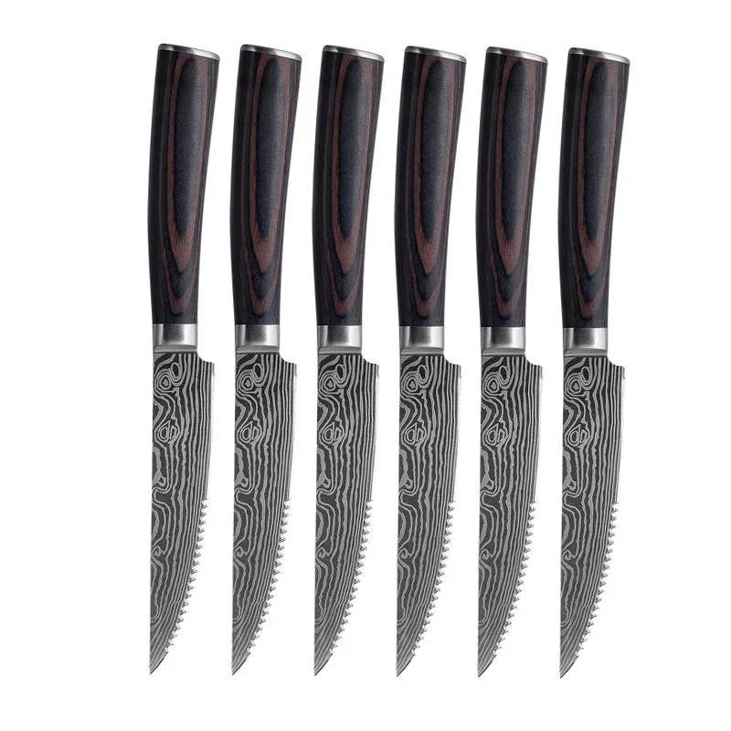 Ensemble de couteaux à steak japonais, couteaux à steak dentelés de 5 pouces