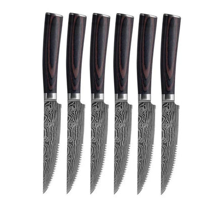 Ensemble de couteaux à steak japonais, couteaux à steak dentelés de 5 pouces
