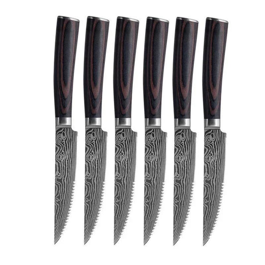Ensemble de couteaux à steak japonais, couteaux à steak dentelés de 5 pouces