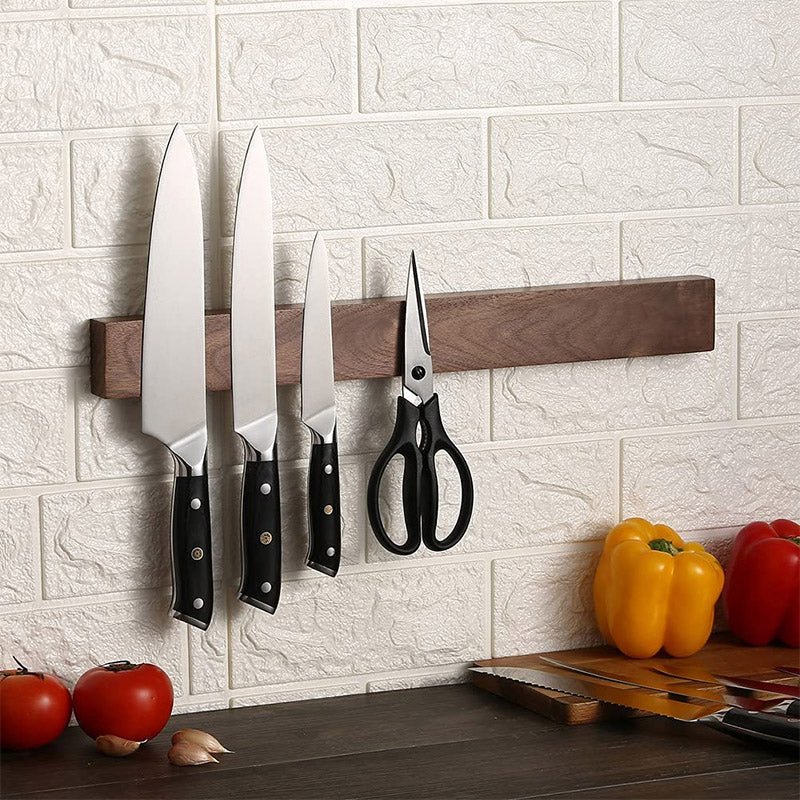 Porte couteaux magnétique en bois - Porte-couteaux mural