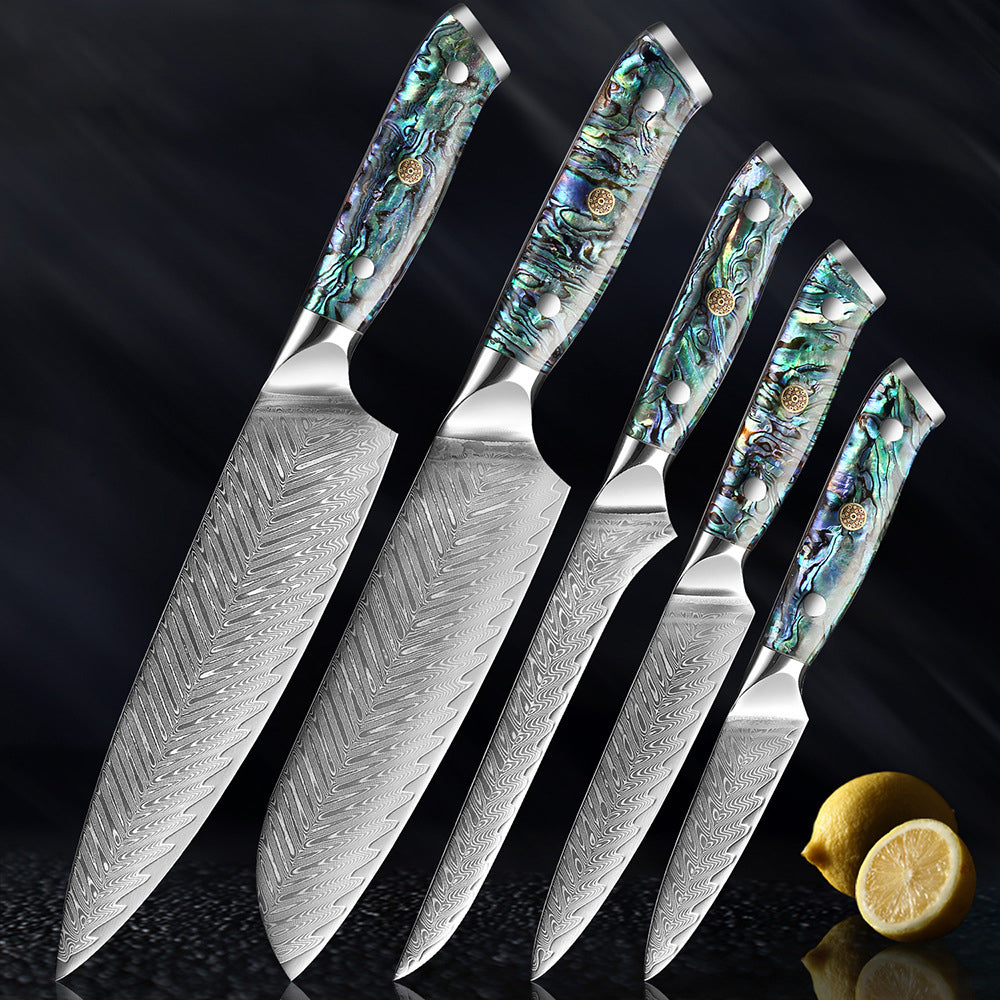 Sukoknives Couteau en acier damassé avec manche en ormeau