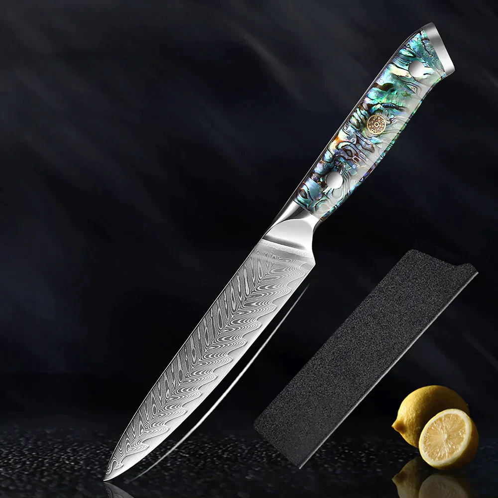 Sukoknives Couteau en acier damassé avec manche en ormeau