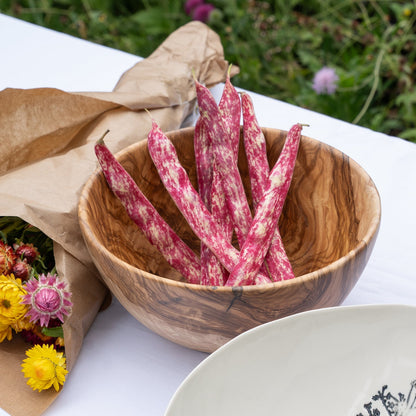 Close up of Berard Olivewood Ceramic Salad Bowl's ceramic material