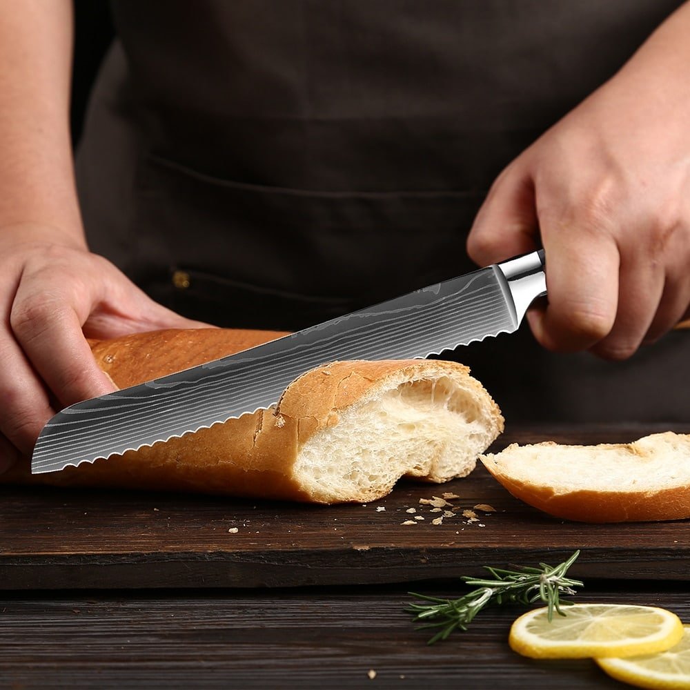 Couteau à pain en acier de Damas