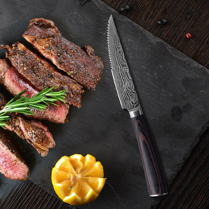 Ensemble de couteaux à steak japonais, couteaux à steak dentelés de 5 pouces