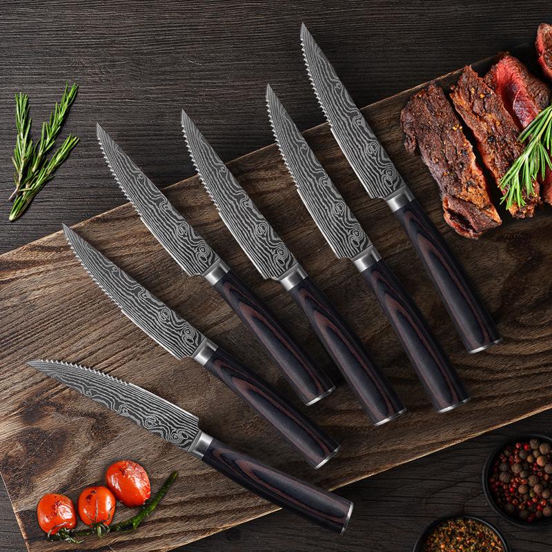 Ensemble de couteaux à steak japonais, couteaux à steak dentelés de 5 pouces