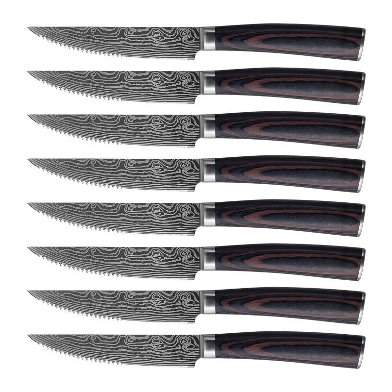 Ensemble de couteaux à steak japonais, couteaux à steak dentelés de 5 pouces