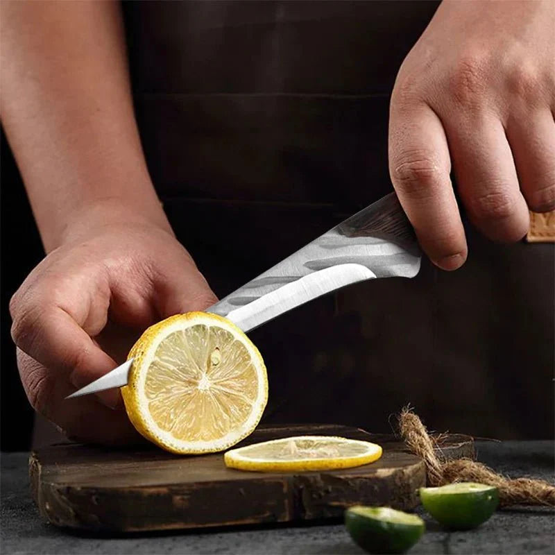 Couteau à désosser forgé à la main Couteau de chef Couteau à désosser avec étui en cuir, 4 pièces
