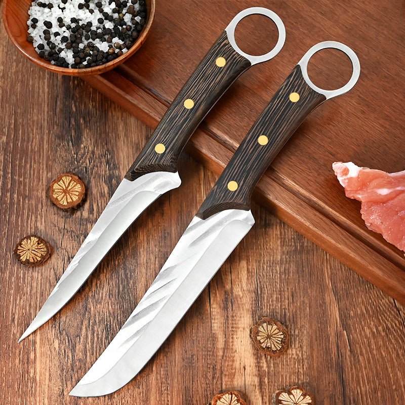 Couteau à désosser forgé à la main Couteau de chef Couteau à désosser avec étui en cuir, 4 pièces