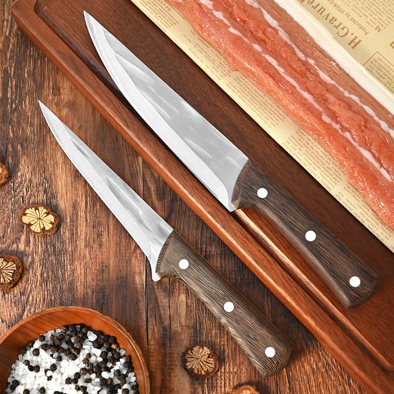 Couteau à désosser forgé à la main Couteau de chef Couteau à désosser avec étui en cuir, 4 pièces
