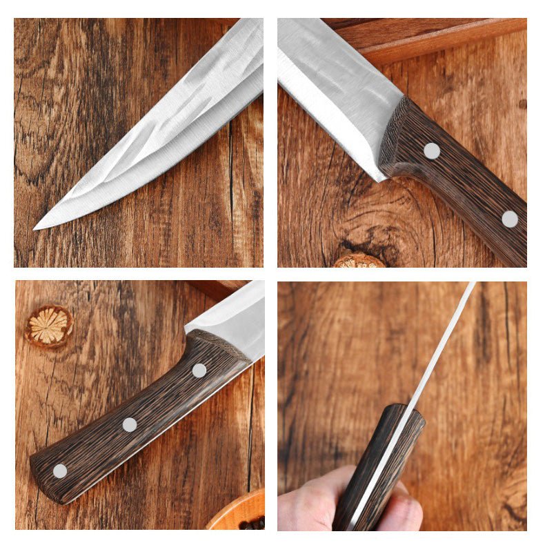 Couteau à désosser forgé à la main Couteau de chef Couteau à désosser avec étui en cuir, 4 pièces