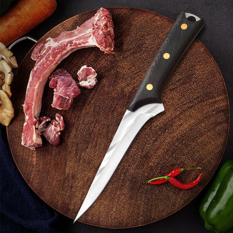 Couteau à désosser forgé à la main Couteau de chef Couteau à désosser avec étui en cuir, 4 pièces