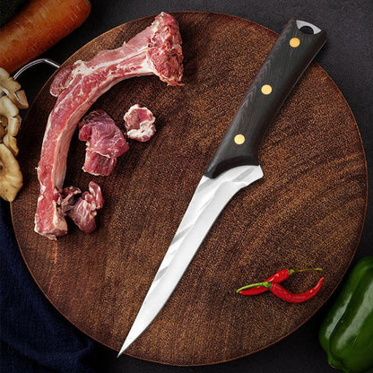 Couteau à désosser forgé à la main Couteau de chef Couteau à désosser avec étui en cuir, 4 pièces
