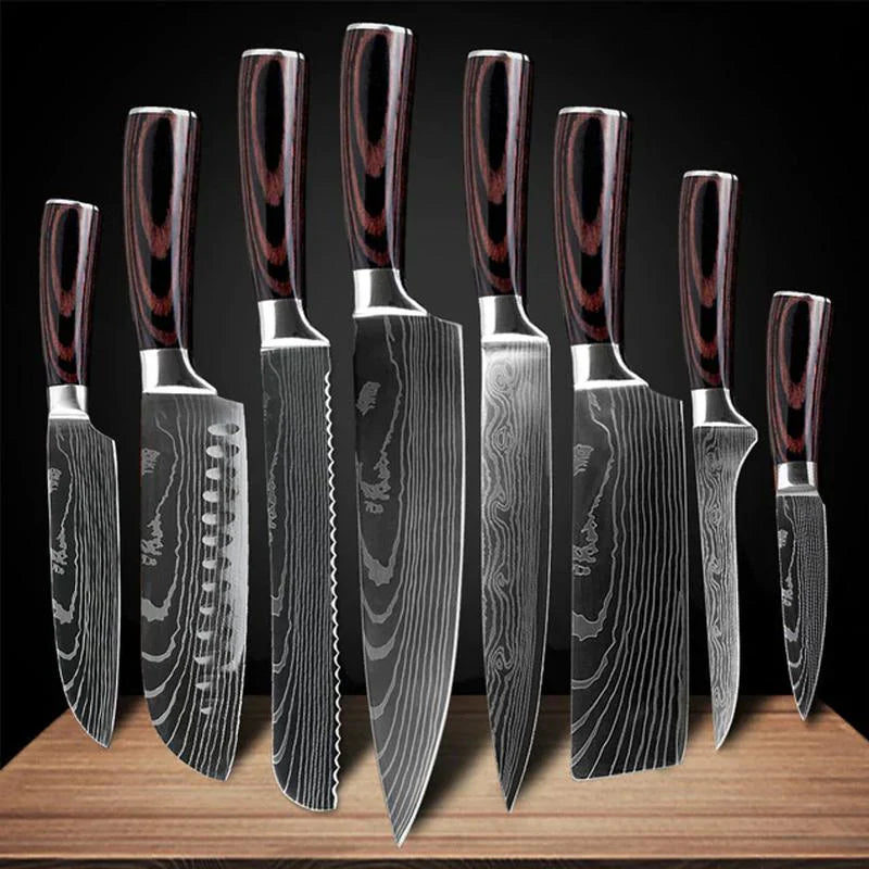 Set de Couteaux de Chef Japonais en Acier Inoxydable