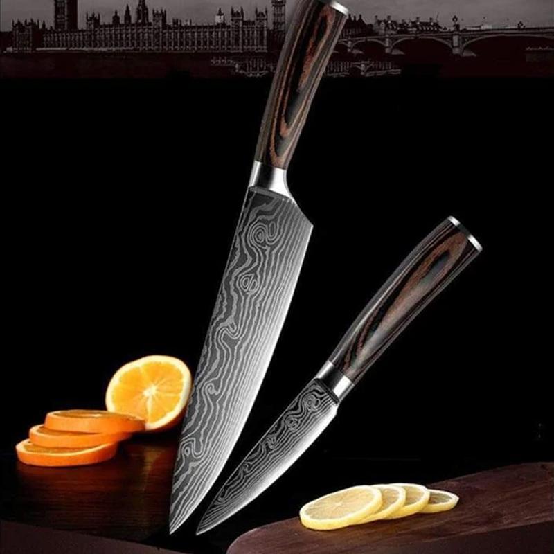 Couteaux de cuisine japonais professionnels en acier inoxydable