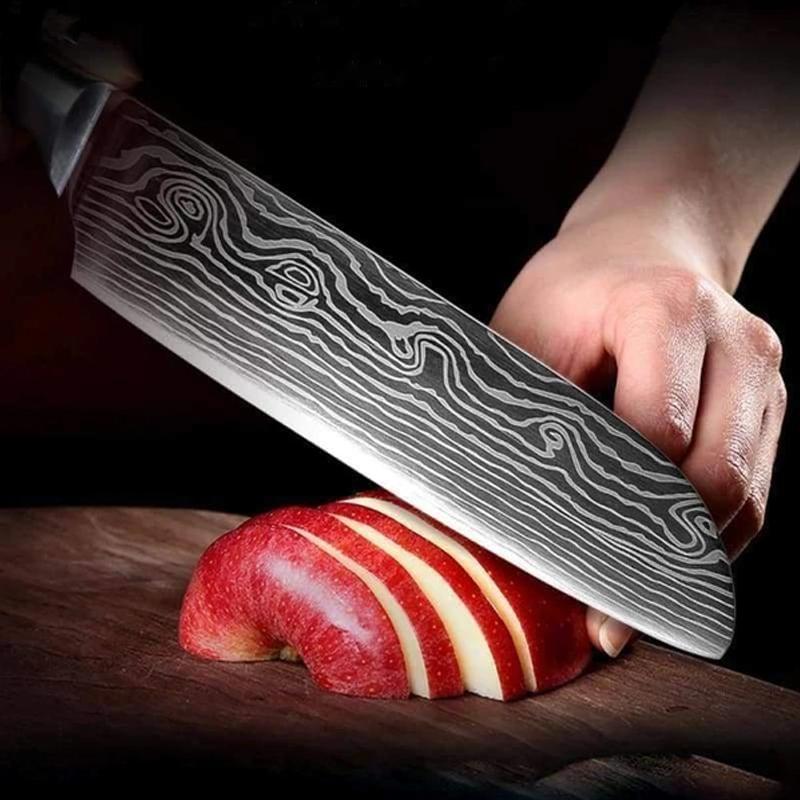 Couteaux de cuisine japonais professionnels en acier inoxydable