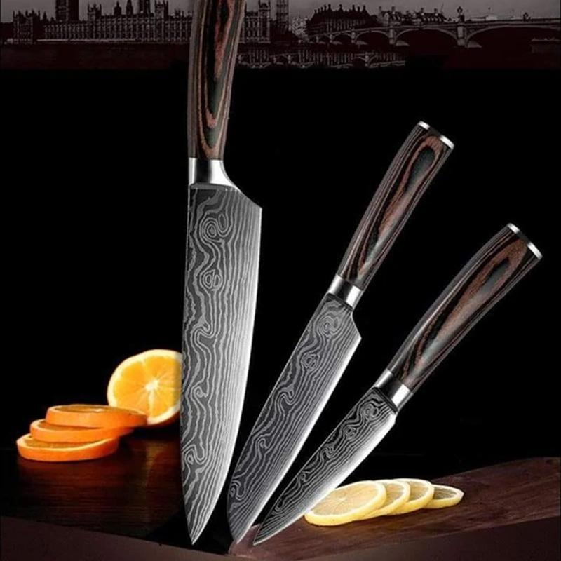 Couteaux de cuisine japonais professionnels en acier inoxydable